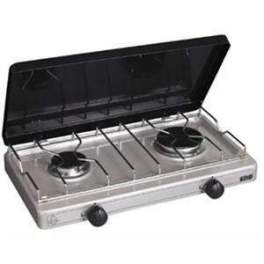 2-burner gas stove BUTANE and PROPANE, Silver, with lid - Eno - Référence fabricant : 162790620201