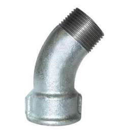 Malleable elbow 45°, 26x34, male female galvanized - CODITAL - Référence fabricant : 40G26