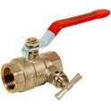 Ball valve brass double female with bleed PN25 + flat steel handle red, 26/34