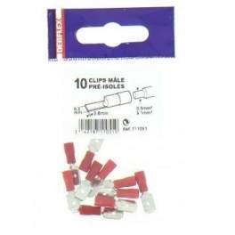 Red male clips diameter 6.3 mm - 10 pieces - DEBFLEX - Référence fabricant : 711051