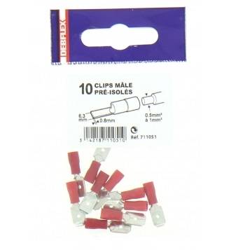 Red male clips diameter 6.3 mm - 10 pieces 