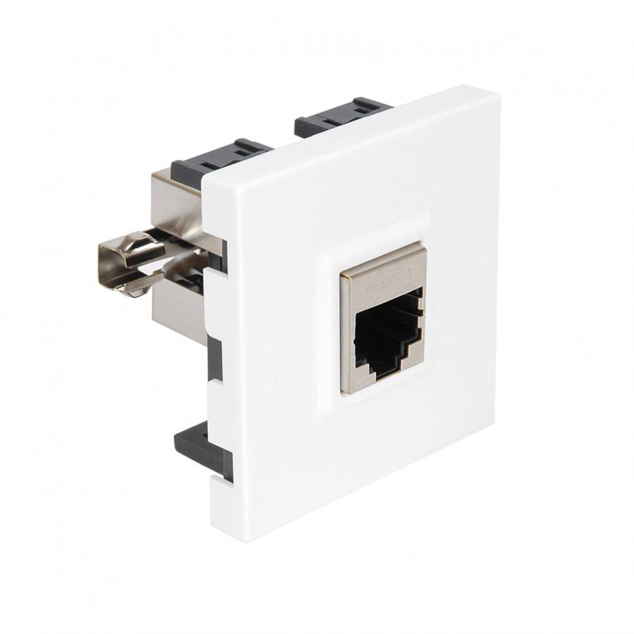 RJ45 socket for Casual flush-mounted device Glossy white