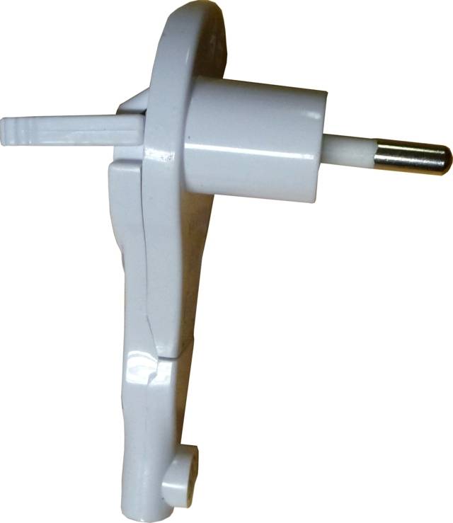 2P 6A white angled male plug, extra-flat
