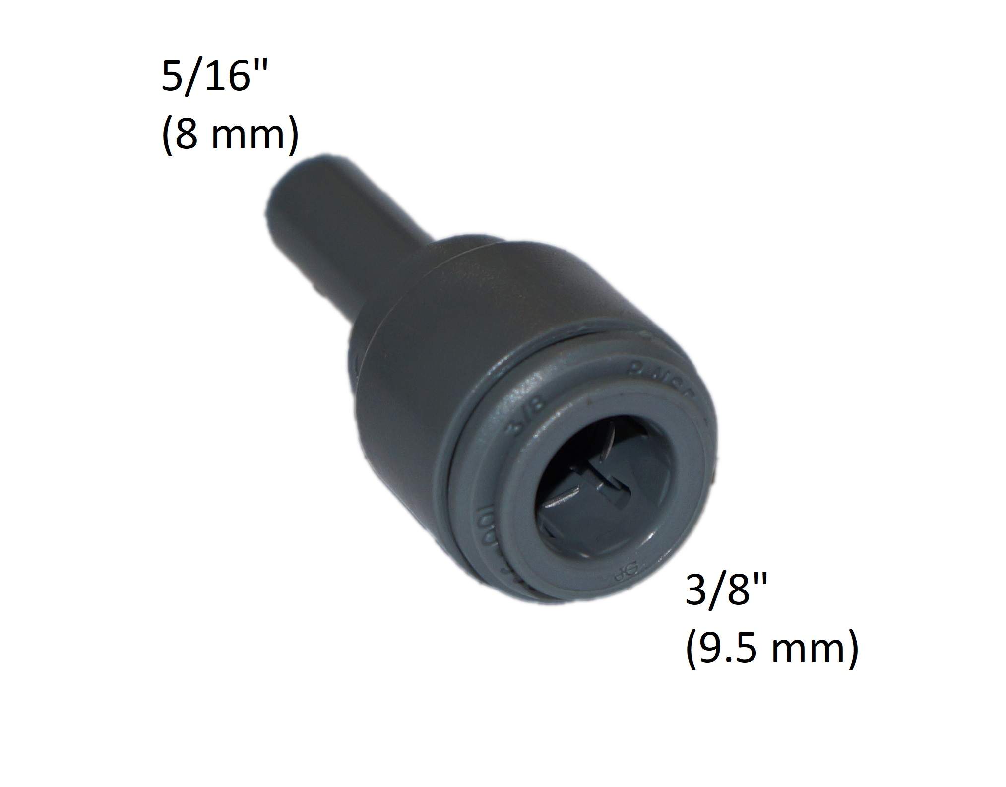 El accesorio de acoplamiento para el tubo de 3/8" (9,5 mm) a la toma de 5/16" (8 mm)