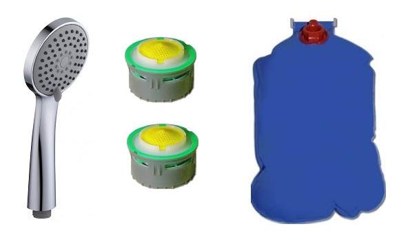 Water saving kit for kitchen, bathroom and toilet