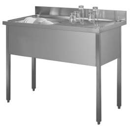 Stainless steel sink 120 x 60, one drainer on the right with base - Moderna - Référence fabricant : SGPB126A00