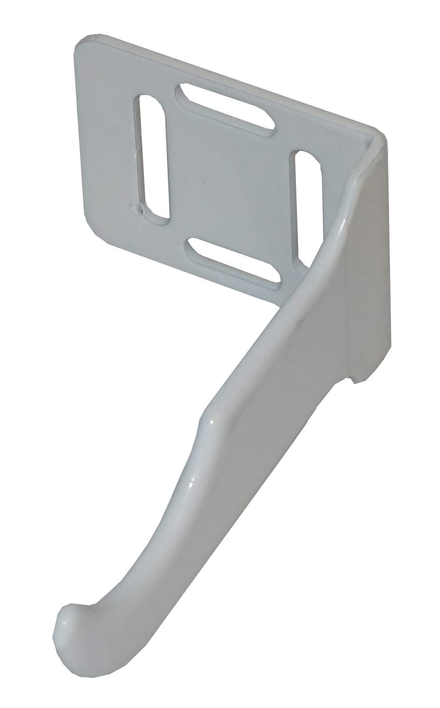 White screw-on bracket with plastic coating