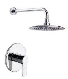 Concealed shower mixer set with Titanium overhead shower