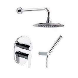 Concealed shower mixer set with overhead shower and Titanium hand shower - Ramon Soler - Référence fabricant : K1815021