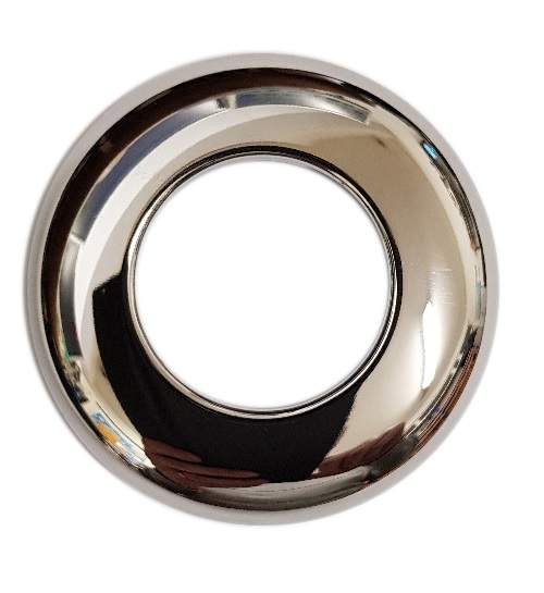 Chrome-plated brass rosette, diameter 65mm, thickness 15mm, passage 32mm