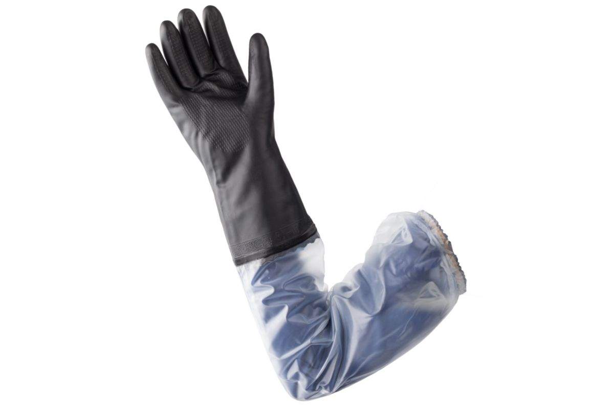 PVC-Handschuh mit langer Stulpe für Entstopfungen und chemische Produkte, Größe 10