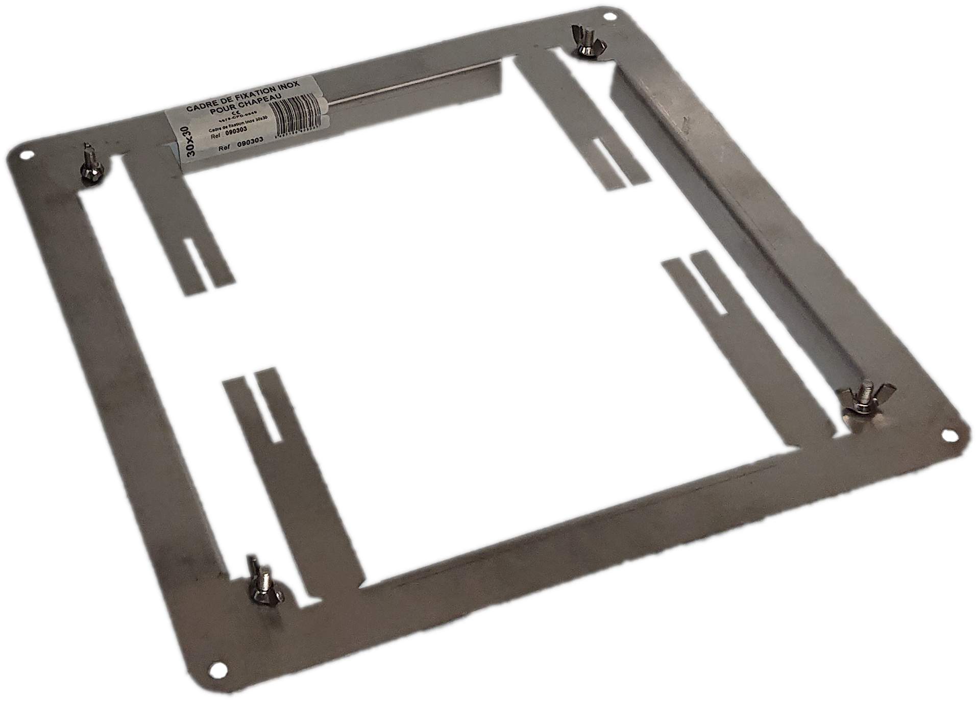 White stainless steel mounting frame for 30x30 mm bushel