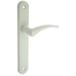 Door handle set with plate without hole, white aluminium - Alpertec - Référence fabricant : 343699
