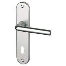 Set di maniglie per porte con piastra per chiavi, alluminio argento
