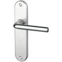 Door handle set with plate without hole, silver aluminium
