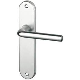 Door handle set with plate without hole, silver aluminium - SOFOC - Référence fabricant : 343541