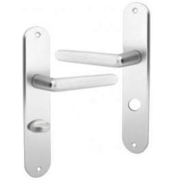 Door handle set with locking plate, silver aluminium - SOFOC - Référence fabricant : 343450