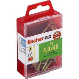 Screw 4 x 40 Power-Fast, dichromated steel, Pozidriv socket, 30p - Fischer - Référence fabricant : 653987