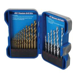Set of 19 HSS titanium steel drills for masonry - Toolstream - Référence fabricant : 633805