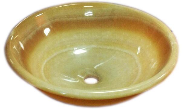 Vasque ronde en pierre naturelle jaune, diamètre 45cm
