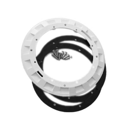 Flange, gaskets, and screws for bottom drain BL311, white