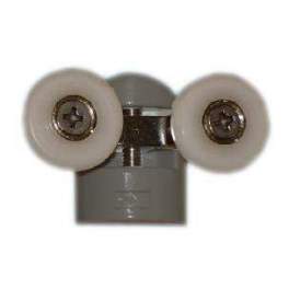 Double roulette ROU19 pour verre 6 mm diamètre 23 mm L.58 mm avec support gris - Kinedo - Référence fabricant : ROU19-A