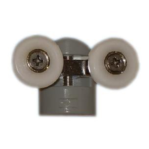 Double roulette ROU19 pour verre 6 mm diamètre 23 mm L.58 mm avec support gris