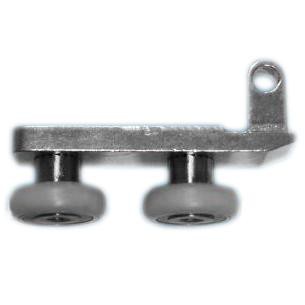 Double wheel on aluminium support, distance between centres 24mm L.43mm