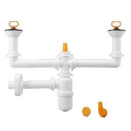 2-bowl grey sink drain with central siphon - Lira - Référence fabricant : 8.0295.02 - 1211.037