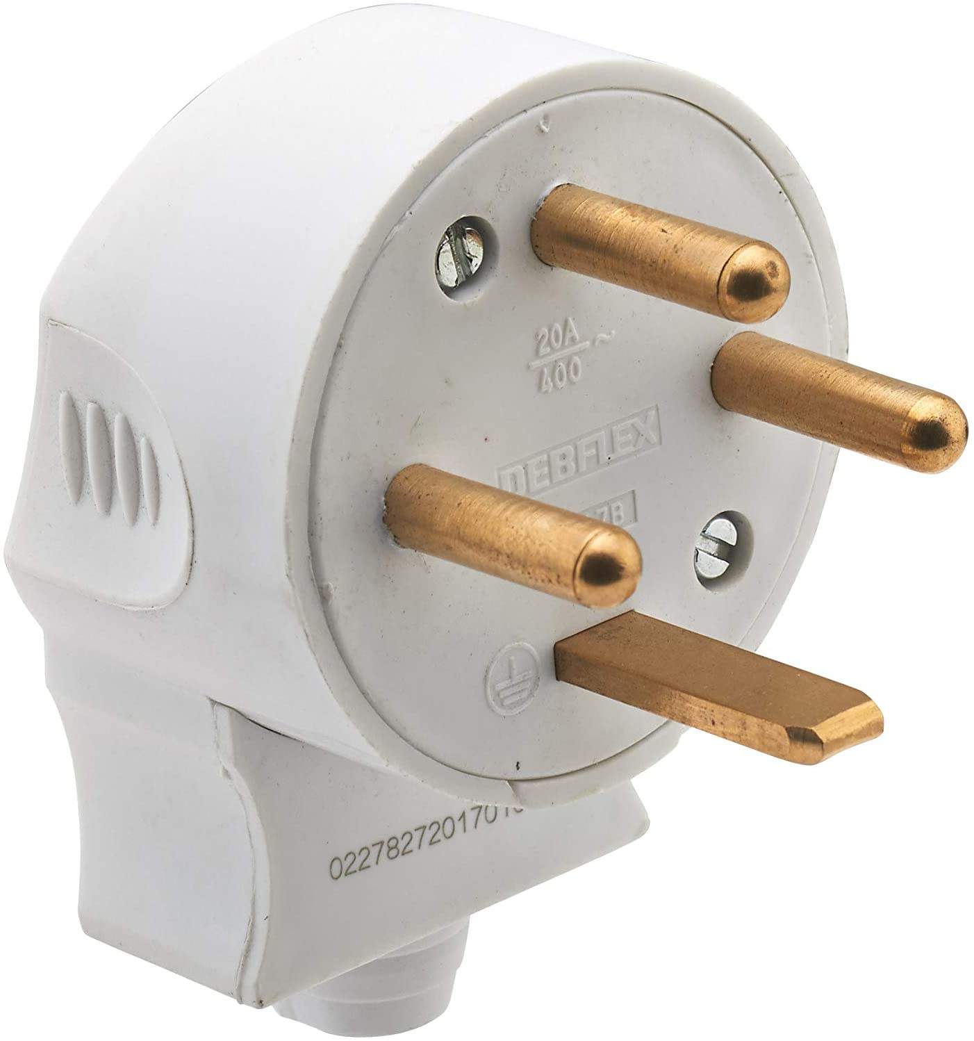 Power plug 20A 3 pins + T round D.6mm (white)