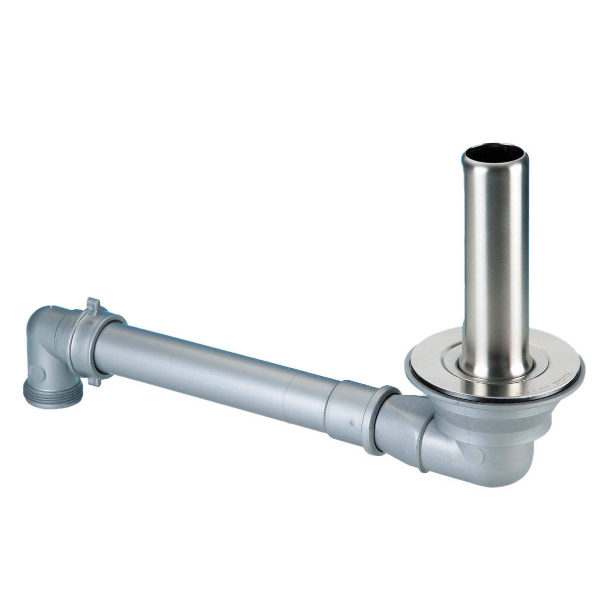 Space saving drain with 170mm stainless steel overflow tube for 90mm diameter sink