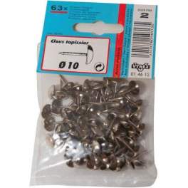 Nickel-plated steel upholstery nails 10mm SC, diameter 10mm, 63 pieces - Vynex - Référence fabricant : 518399