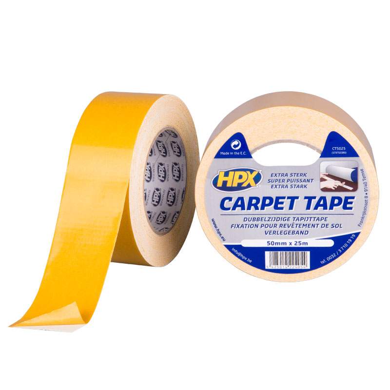 Double-sided carpet tape, white, 50mm x 25m