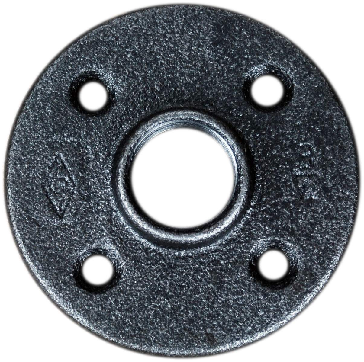 Round black threaded flange 20x27 with 4 fixing holes
