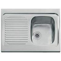 Stainless steel sink, 80x60 cm, 1 bowl, 1 drainer
