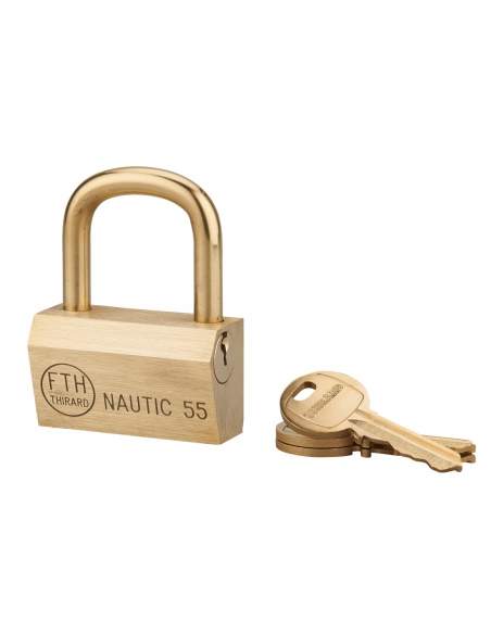 Padlock NAUTIC 68, brass shackle, 3 keys