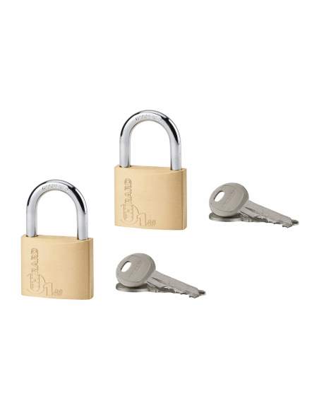 Set of 2 padlocks Type 1, 40mm, steel shackle, 4 keys