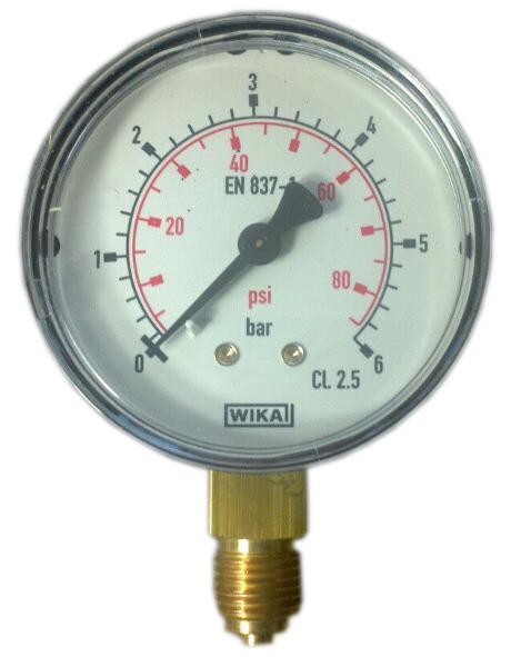 Manómetro de presión en seco Radial D.63 0 a 6 bar