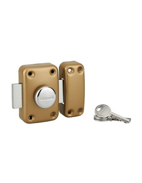 Lock APACHE, knob and cylinder, 45mm, gold epoxy, 3 keys