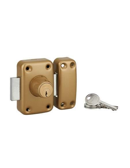 Lock APACHE, double cylinder, 45mm, gold epoxy, 3 keys