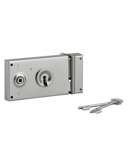 Lock for gate, 1/2 turn deadbolt, zinc plated, 140x82, right