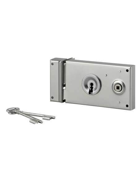 Lock for gate, 1/2 turn deadbolt, zinc plated, 140x82, left