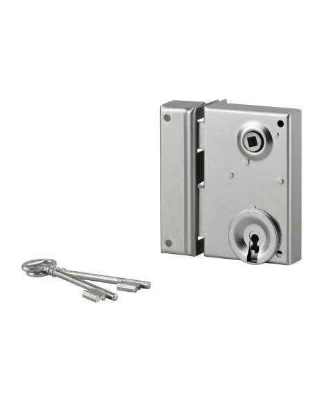 Lock for gate, 1/2 turn deadbolt, zinc plated, 70x110, left