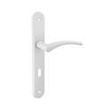 Steel door handle, Hebe, white lacquered, E195, with keyhole