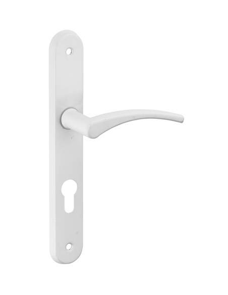 Hebe door handle, white lacquered, E195, with cylindrical hole