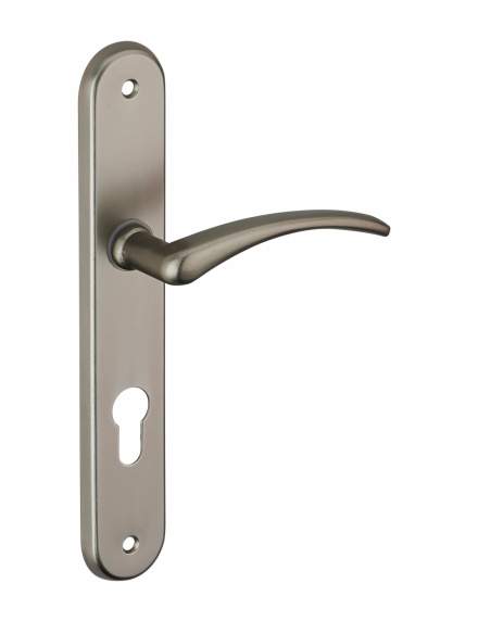 Selen door handle, alu satin nickel, E195, with round hole