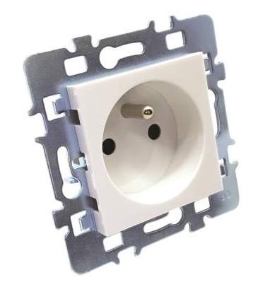 Grounded socket and metal bracket for Casual Glossy White, screw connection