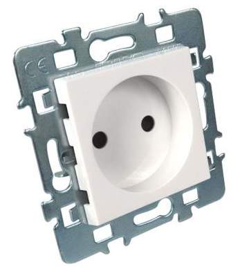 Ungrounded socket with metal bracket for Casual Glossy White