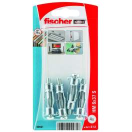Metal dowel for hollow bodies HM 6x37 S with screw 6x45, 4 pieces - Fischer - Référence fabricant : 90931