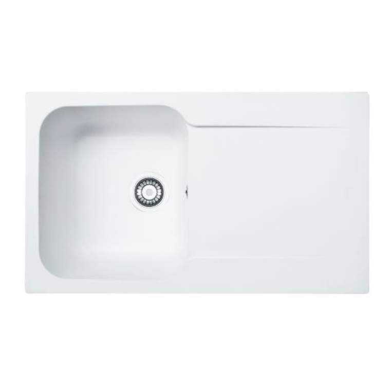 Build-in sink white, 86x50 cm, 1 bowl, 1 drainer, KITE 100